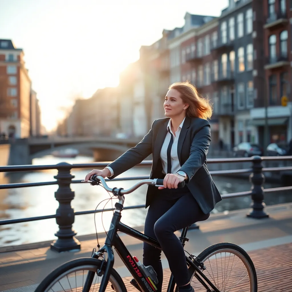 Nederlandse professional die fietst naar werk