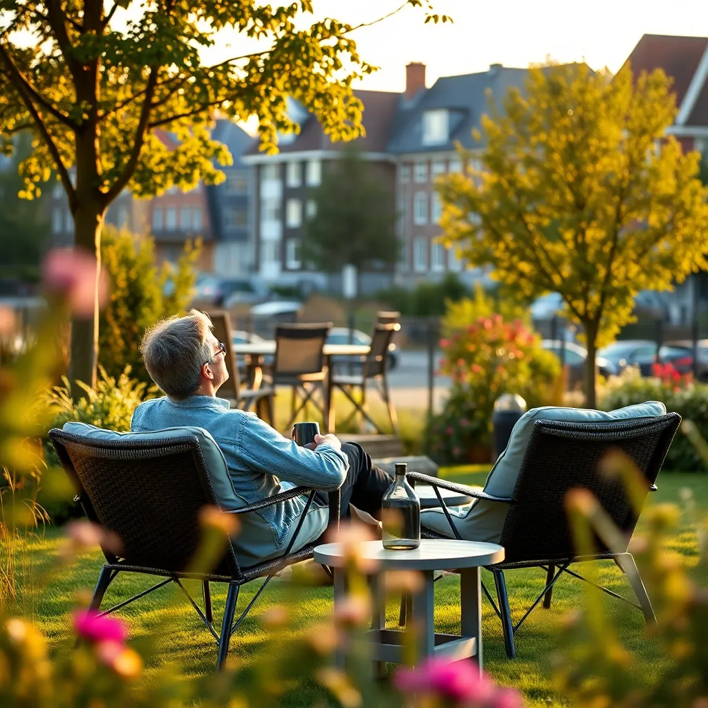Persoon die ontspant in een Nederlandse tuin na het werk