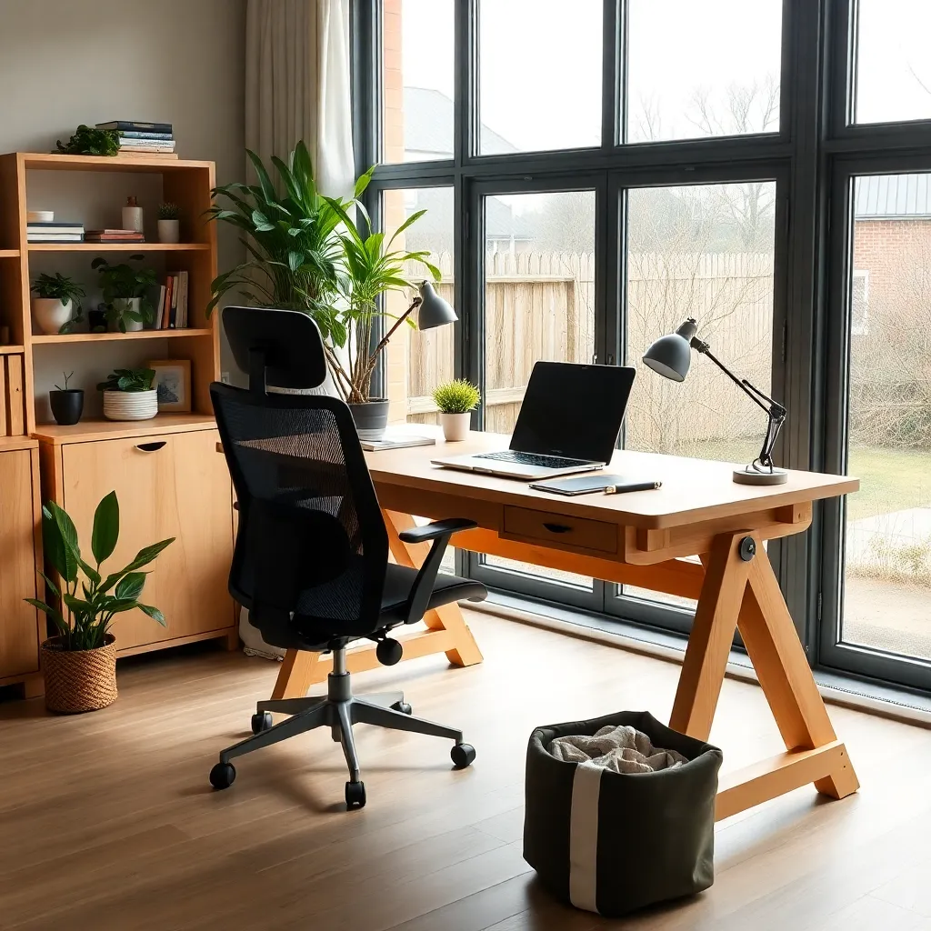 Georganiseerde Nederlandse thuiswerkplek met ergonomische inrichting