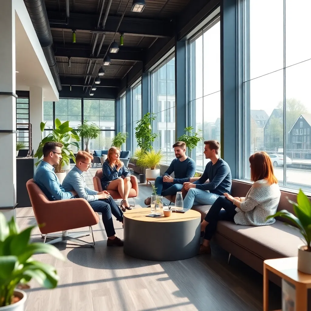 Nederlandse professional die comfortabel thuiswerkt met uitzicht op tuin